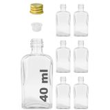 40 ml Kolonya Tıpalı ve Metal Kapaklı Hediyelik Yassı Kolonya Şişesi 40 Cc Nişan, Düğün Cam Şişe 6 Adet (40 ml Yassı, Altın Kapak (Gold))