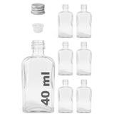 40 ml Kolonya Tıpalı ve Metal Kapaklı Hediyelik Yassı Kolonya Şişesi 40 Cc Nişan, Düğün Cam Şişe 6 Adet (40 ml Yassı, Gümüş Kapak (Silver))