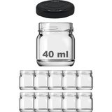 40 ml Metal Siyah Kapaklı Şeffaf Cam Kavanoz 10 Adet