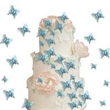 40 Parça Canlı 3D Kelebek Cupcake Süsleri Karışık Boyut İçi Boş Sanat Kelebek Kek Tepesi Dekorasyonları Bebek Partisi Düğün Yıl Dönümü Çocuklar Doğum Günü Partisi Malzemeleri Gök Mavisi