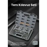 40 Parça Profesyonel Metrik Ters Kılavuz Ve Pafta Seti - Hassas Diş Açma Ve Onarım Takımı