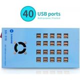 40 Usb Çoklu Şarj Aleti. Kafe Otel Fuar Kullanıma Uygun. Fanlı, Metal Kasa. Sunshine SS-310 - Mavi
