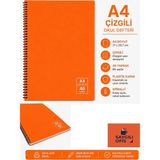 40 Yaprak A4 Spiralli Pp Kapak Çizgili Defter - Turuncu