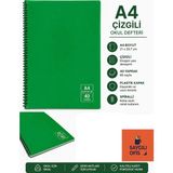 40 Yaprak A4 Spiralli Pp Kapak Çizgili Defter - Yeşil