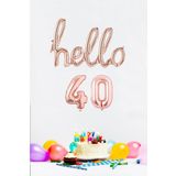40 Yaş Doğum Günü Balonları - Hello 40 El Yazısı ROSE GOLD Renk Folyo Balon