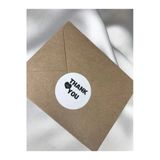 400 Adet - 3 Cm Thank You Etiket Siyah Beyaz Model Kalpli Yuvarlak Sticker