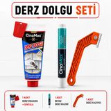 400 Gr Derz Dolgusu+Spatula+Beyaz Derz Kalemi+Derz Kazıyıcı Seti Fayans Derz Dolgu Seti Tamir Seti