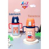 400 Ml 316L Paslanmaz Çelik Pipetli Çocuk Termosu Taşıma Kulplu Askılı Çift Duvar -Ffr400ml4011