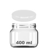 400 ml Kavanoz Beyaz Konserve Kapaklı 400 Cc Şeffaf Magnolya, Reçel, Marmelat için Cam Kavanoz 20 Adet