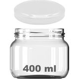 400 ml Kavanoz Metal Beyaz Konserve Kapaklı 400 cc Şeffaf Magnolya Cam Kavanoz 1 Adet