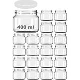 400 ml Kavanoz Metal Beyaz Konserve Kapaklı 400 cc Şeffaf Magnolya Cam Kavanoz 20 Adet