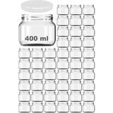 400 ml Kavanoz Metal Beyaz Konserve Kapaklı 400 cc Şeffaf Magnolya Cam Kavanoz 48 Adet