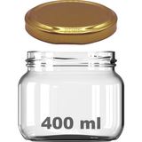 400 ml Kavanoz Metal Gold Konserve Kapaklı 400 cc Şeffaf Magnolya Cam Kavanoz 1 Adet - Altın