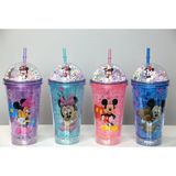 400 Ml Pipetli Işıklı Boncuklu Suluk Bardak - Sevimli Mickey Mouse