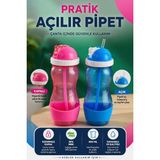 400 ml Pratik Açılır Pipetli Suluk | Bpa Free Çocuk ve Yetişkin Matara | Hafif Spor, Okul ve Günlük Kullanım Su Şişesi - Pembe