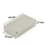 40×20×5 Mm N35 Neodyum Mıknatıs - Nikel Kaplama, Köşeli (10 Lu Paket)