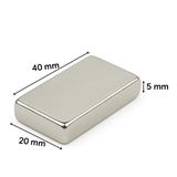40×20×5 Mm N35 Neodyum Mıknatıs – Nikel Kaplama, Köşeli (10’lu Paket) FRTKGTepo10051