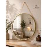 40cm Dekoratif Yuvarlak Duvar Aynası- Gold Çerçeveli Salon Mutfak Antre Banyo Aynası