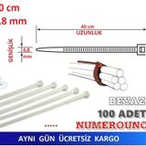 40cm X 4,8mm PLASTİK CIRT KELEPÇE ( Kablo Bağı ) SAYDAM-BEYAZ