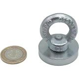 40mm Çok Güçlü Deniz Mıknatısı - Fishing Magnet - Neodyum Daimi Çelik Mıknatıs - Halkalı Pot Mıknatıs - Nikel Kaplı - Paslanmaz - Kararma Yapmaz - Tuzlu Suya Dayanıklı MNS Magneteksan