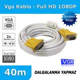 40mVga Kablo Full HD 1080P Bakır Görüntü Kablosu Çift Filtreli