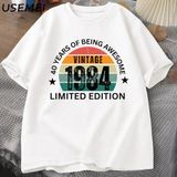 40TH Doğum Günü Erkek Tişört Yapılan 1984 Vintage Tshirt 40 Yaşında T Shirt Erkekler Için Rah 2868 - Beyaz