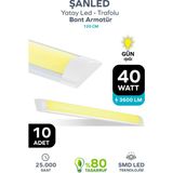 40WAT 120 cm Kristal Yatay LED Bant Armatür-Trafolu Gün Işığı 10 Adettir