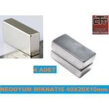 40X20X10 Mm 4 Adet Blok Neodyum Süper Güçlü Mıknatıs