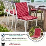 40x40 Cm Kırmızı Arkalıklı Sandalye Minderi Pamuk Polyester Kumaş İpli Sırtlı Mutfak Ve Bahçe Minderi