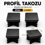 (40x40 mm) 4 Adet Kademeli İç Kelebek Profil Takozu Kare Masa Sandalye Sehpa Ayak Tapası Tıpa Papuç