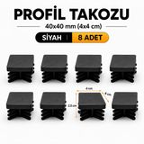 (40x40 mm) 8 Adet Kademeli İç Kelebek Profil Takozu Kare Masa Sandalye Sehpa Ayak Tapası Tıpa Papuç