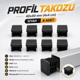 (40x40 mm) 8 Adet Kademeli İç Kelebek Profil Takozu Kare Masa Sandalye Sehpa Ayak Tapası Tıpa Papuç