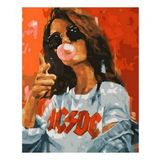 40x50 cm Rapci Kız Sayılarla Boyama Seti Çerçevesiz Duvar Sticker