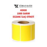 40x60 1000li Eczane İlaç Tarif Etiketi Sarı Renk 1 Adet