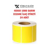 40X60 1000Li Termal Eczane Ilaç Tarif Etiketi Sarı Renk Küçük Koli 24 Adet