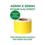 40x60 500lü Eczane İlaç Tarif Etiketi Sarı Renk 1 Adet