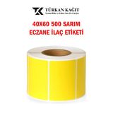 40X60 Eczane İlaç Etiketi 500 Sarım Sarı Renk 125 Adet Rulo 1 Koli