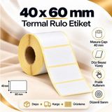 40X60 mm Rulo Ribonsuz Termal Barkod Etiketi 40 mm Masura 1000 Sarım