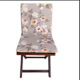 40x80 Çiçek Desenli Saten Fermuarlı Bağcıklı Biyeli Sırtlı Sandalye Minderi 3 cm (Açık Kahverengi)