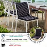 40x80 Cm Siyah Arkalıklı Sandalye Minderi Pamuk Polyester Kumaş İpli Sırtlı Mutfak Ve Bahçe Minderi