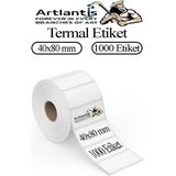 40x80 mm Barkod Etiketi Yapışkanlı 1 Adet Rulo Etiket Termal Barkot Terazi Etiketi 1000 li Barkod Yazıcılarına Uyumludur