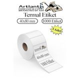 40x80 mm Barkod Etiketi Yapışkanlı 3 Adet Rulo Etiket Termal Barkot Terazi Etiketi 1000 li Barkod Yazıcılarına Uyumludur