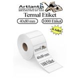 40x80 mm Barkod Etiketi Yapışkanlı 6 Adet Rulo Etiket Termal Barkot Terazi Etiketi 1000 li Barkod Yazıcılarına Uyumludur