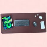 40x90 El Yapımı Deri Masa Pad - Premium Kaymaz Deri Mousepad Ve Klavye Altlığı - Sümen Masa Matı (Acı Kahve)