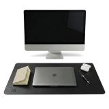 40x90 El Yapımı Deri Masa Pad - Premium Kaymaz Deri Mousepad Ve Klavye Altlığı - Sümen Masa Matı (Siyah)