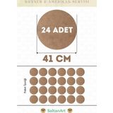 41 cm Çap 24 Adet Supla Amerikan Servis Runner MDF Duralit Magnet Altı Ahşap 3 mm (2,7 mm) Kalınlık