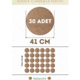 41 cm Çap 30 Adet Supla Amerikan Servis Runner MDF Duralit Magnet Altı Ahşap 3 mm (2,7 mm) Kalınlık