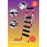 4+1 Extreme Merdiven 5 Basamaklı Beyaz-Kırmızı