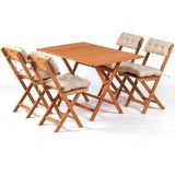4+1 Minderli Balkon Bahçe Mutfak Bistro Set Katlanır Masa-Sandalye 120 x 70 - Ahşap - 120x70 cm