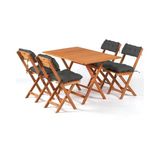 4+1 Minderli Balkon Bahçe Mutfak Bistro Set Katlanır Masa-Sandalye 120X70-Antrasit